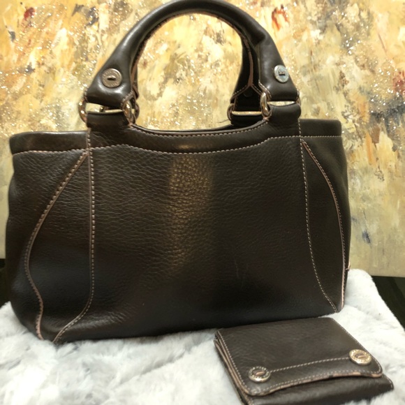 Cole Haan Handbags - 🌟RARE🌟COLE HAAN Vintage leather handbag, brown with pale pink striping